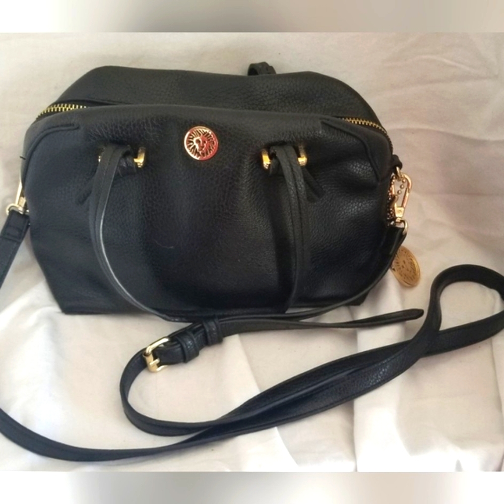 Anne Klein black 3 ajustable long strap & double handled purse - Picture 1 of 10